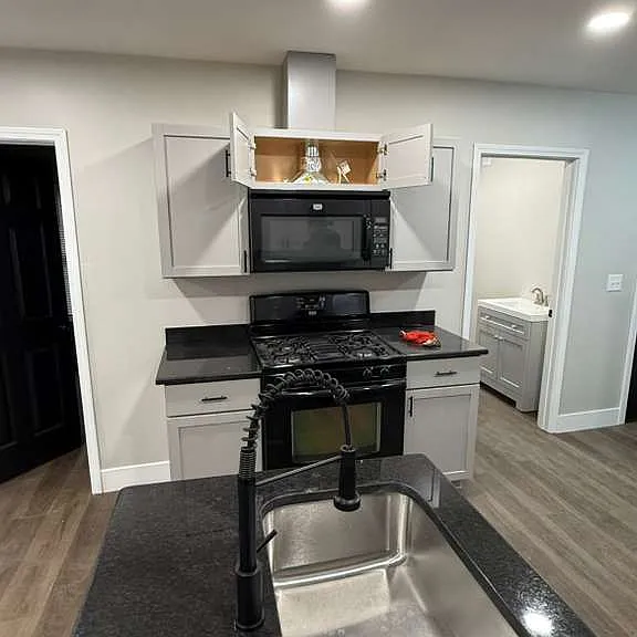 Kitchen with external vents.