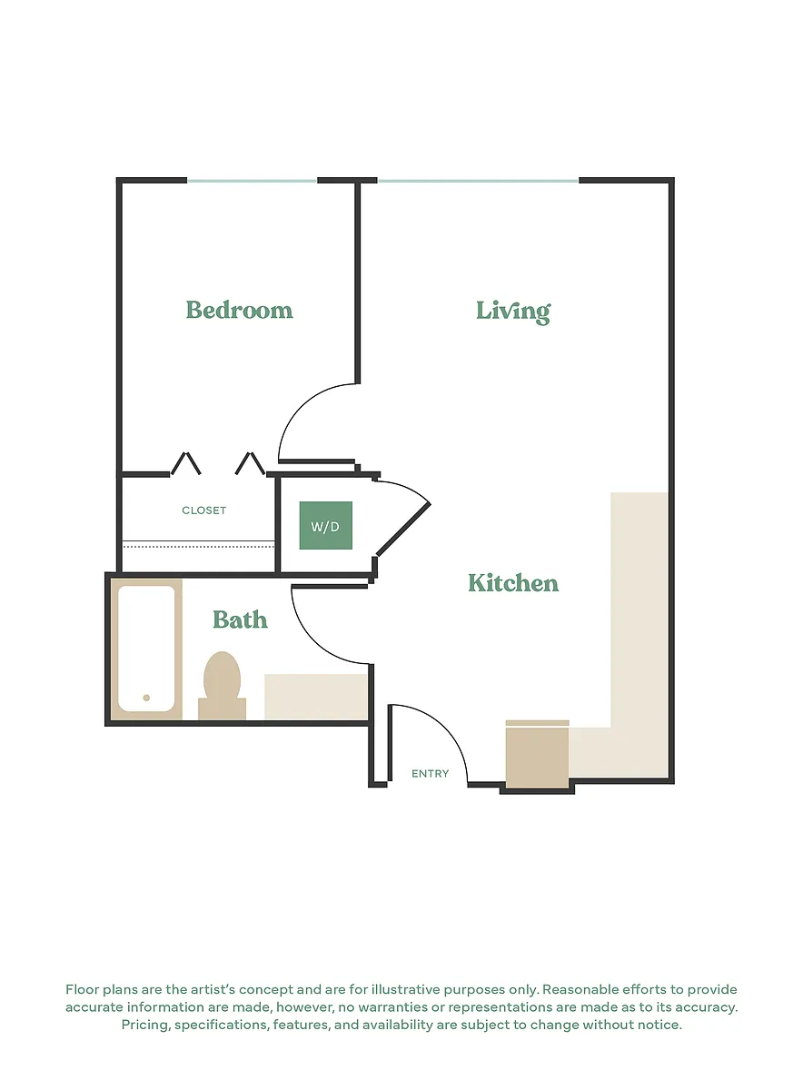 Floor plan 1 Bed, 1 Bath - Apt B