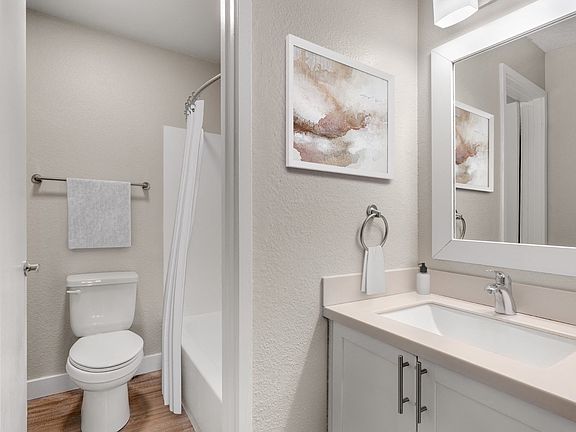 Modern bathroom cabinetry at Verona Apartments in Littleton, CO