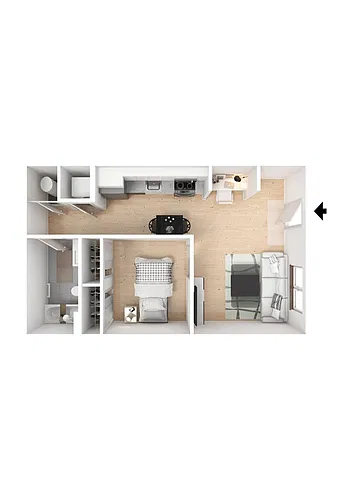 Floor plan Jr. 1 Bedroom-B1A