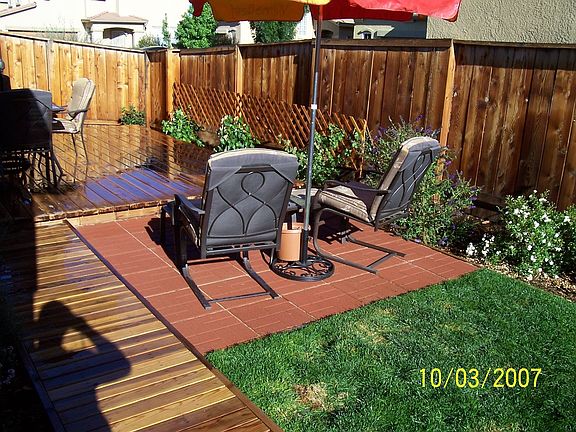 Paver Patio+Redwood Walkway