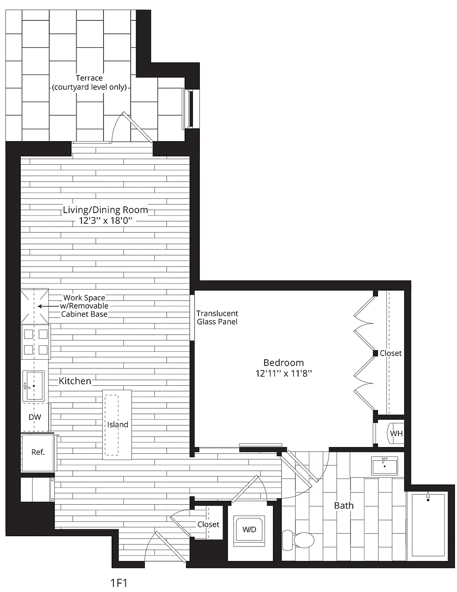 Floor plan 1 Bed/1 Bath