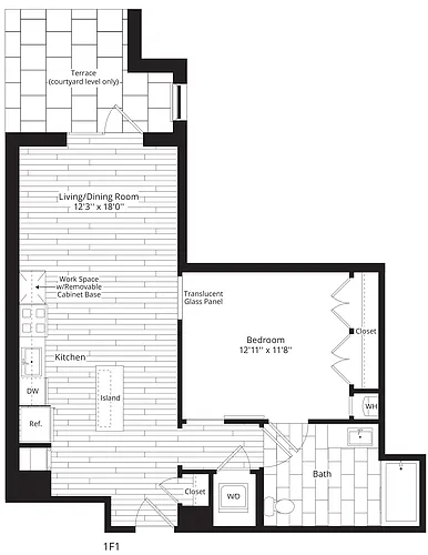 Floor plan 1 Bed/1 Bath