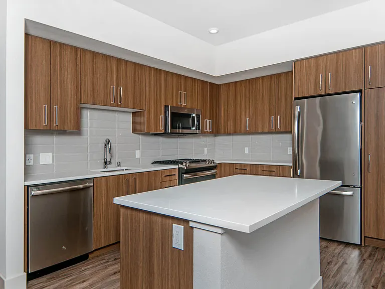Kitchen with Stainless Steel Appliances and Quartz Countertops
