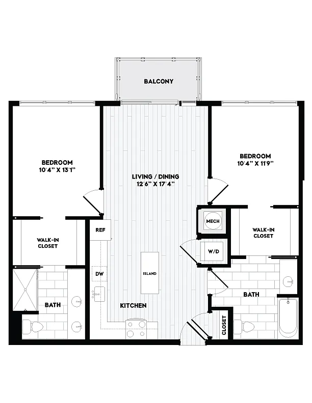 Floor plan 2 Bed/2 Bath-B2