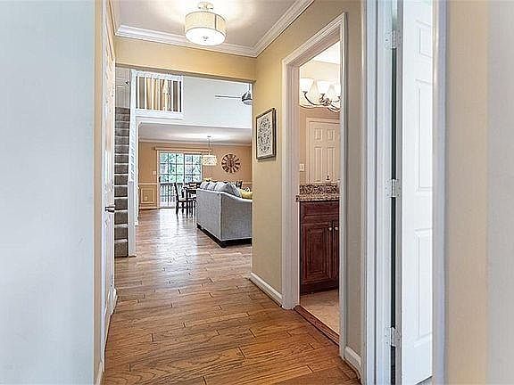 Front entry looking into living room, bedroom and bath to the right.