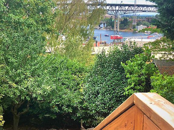 View eastward from entry stairs and deck.