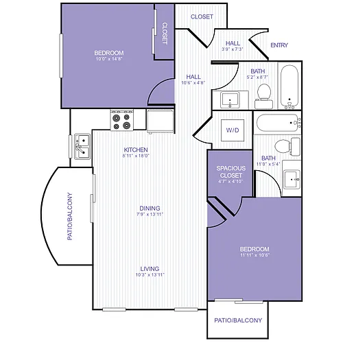 Floor plan 2 Bed 2 Bath 22F