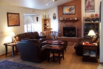 Fireplace and Pergo floor in family room