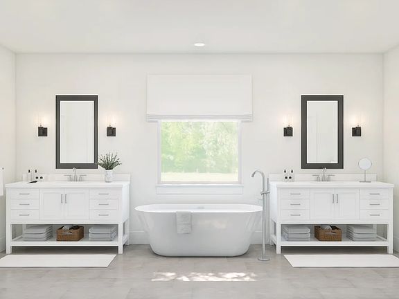 Primary bath with dual vanities and optional freestanding tub