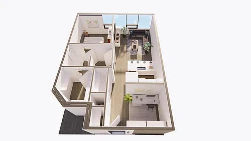 Floor plan One Bed One Bath Den (BMR)