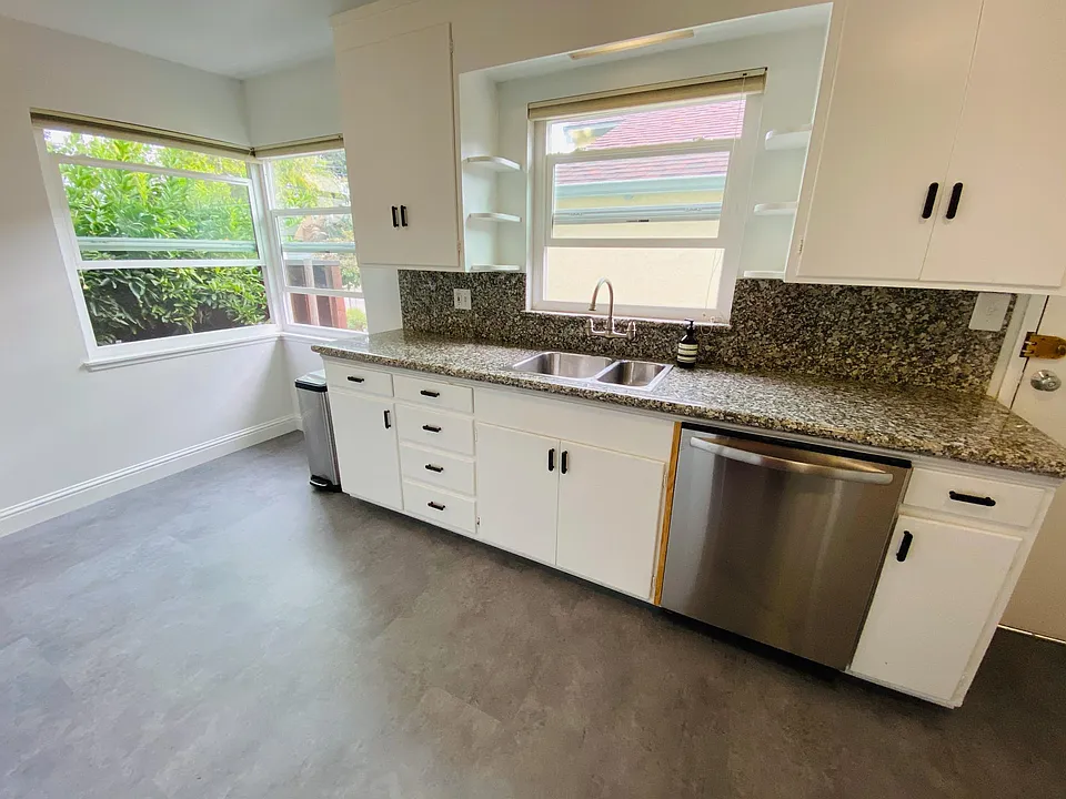 Dishwasher and granite countertops, with updated flooring