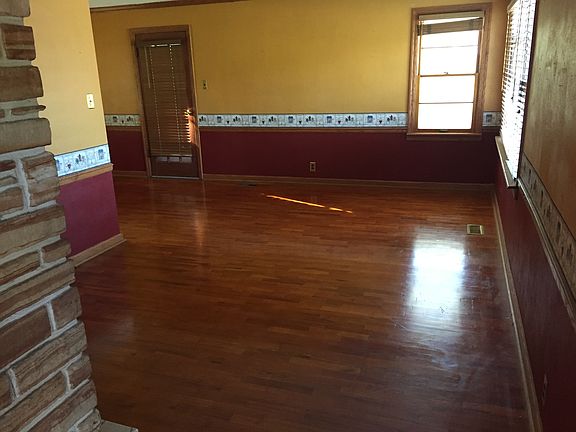 Living with stone fireplace