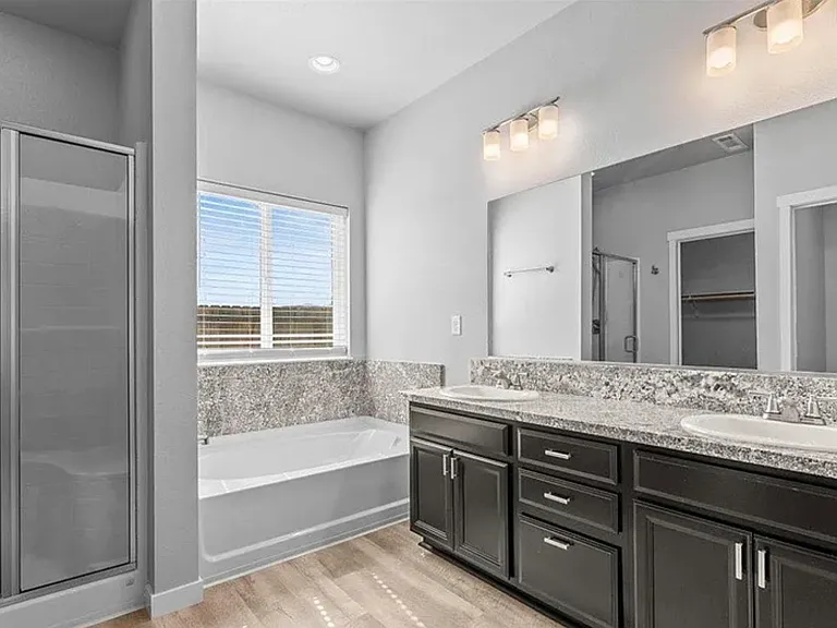 Master bath double sinks, granite top, shower and bathtub