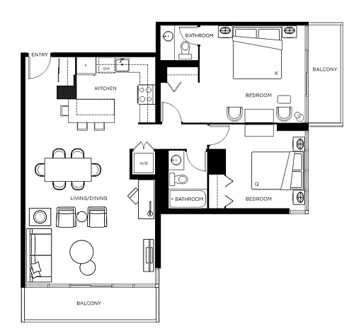 Floor plan 2 Bedroom 2 Bathroom
