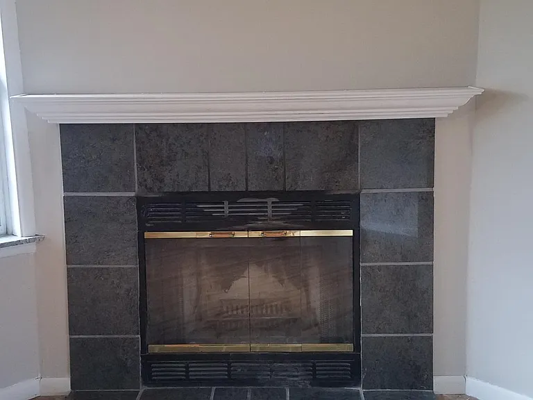 Wood burning fireplace in Living Room