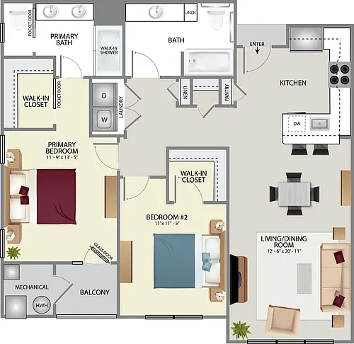 Floor plan B1 - Furnished