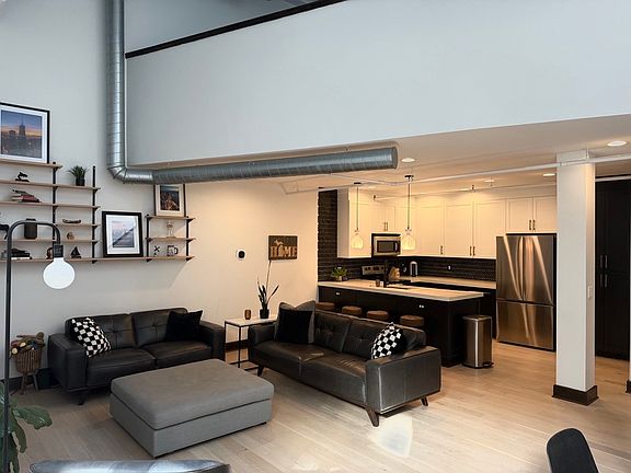 Living space and kitchen