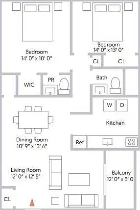 2BD/1.5BA 2BD/1.5BA