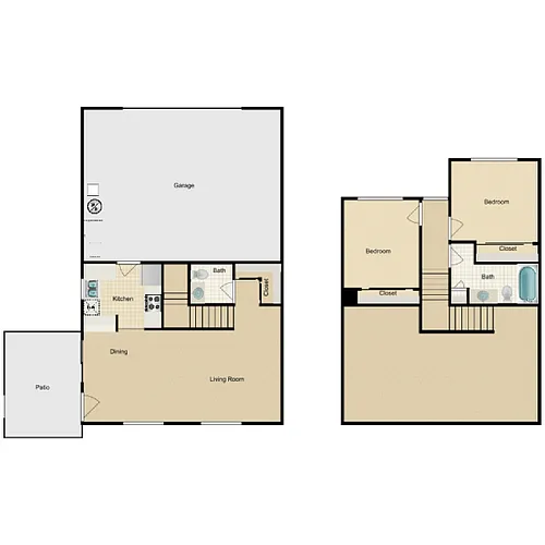 Floor plan 2 Bedroom 1.5 Bathroom