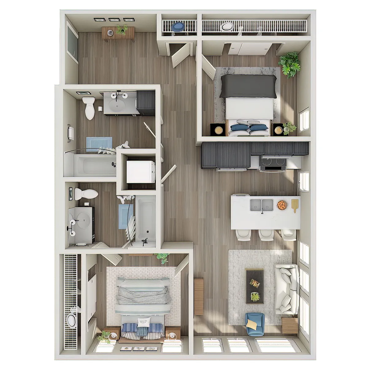 Floor plan Open 2 Bed, 2 Bath - MFTE - P