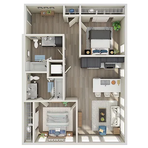 Floor plan Open 2 Bed, 2 Bath - MFTE - P
