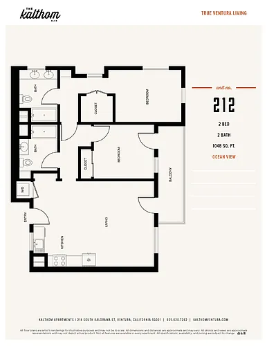Floor plan 2 Bedrooms, 2 Bathrooms