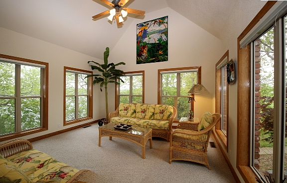 Sunroom with lake views