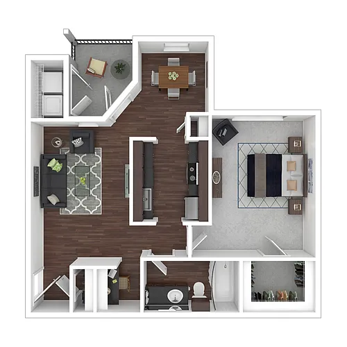 Floor plan A2 734sf 1/1