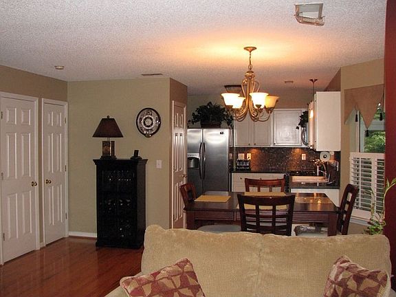 View of breakfast nook & kitchen from living room