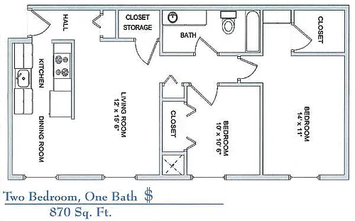 Floor plan 2Bed 1Bath