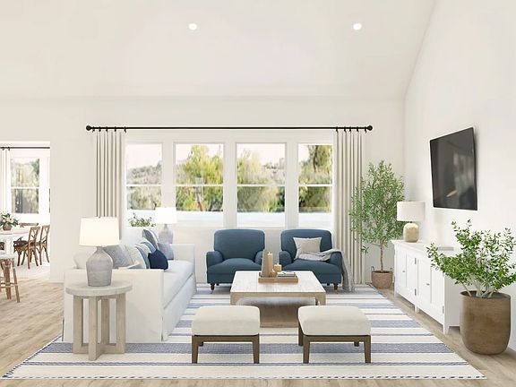 Great room with vaulted ceiling