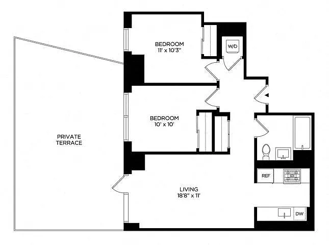 Floor plan 2C w/ Terrace South