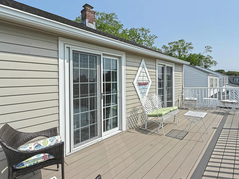 Upper deck is perfect for evening cocktails.