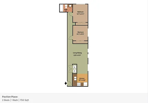 Floor plan 2 Bed 1 Bth
