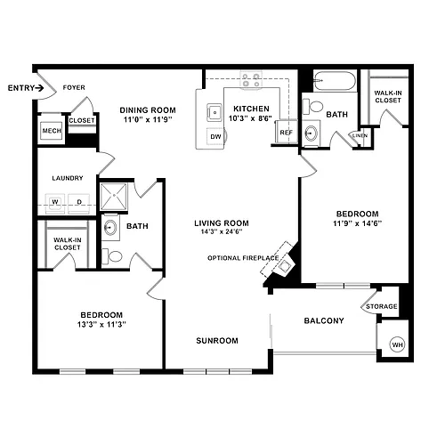 Floor plan Cameron-1 w/Sunroom- Elevator