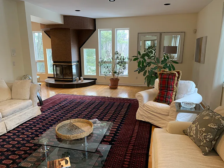 Living Room _ Fireplace & Floor to Ceiling Windows