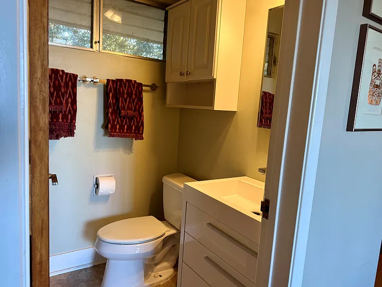Upstairs bathroom. Shower and toilet
