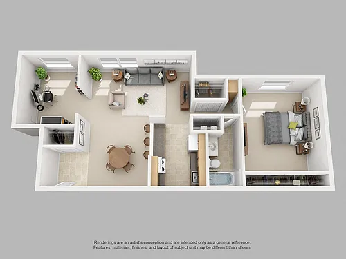 Floor plan One Bedroom with Den Upstairs