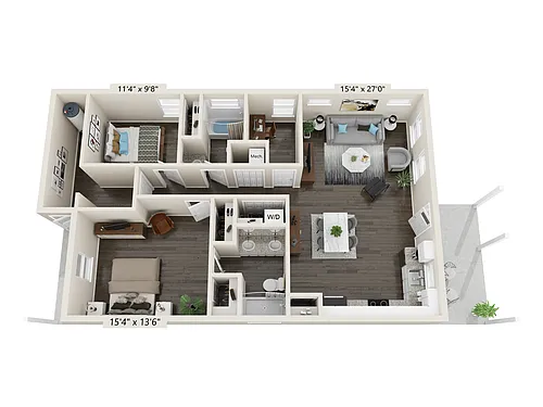 Floor plan 2BR/2BA FLAT