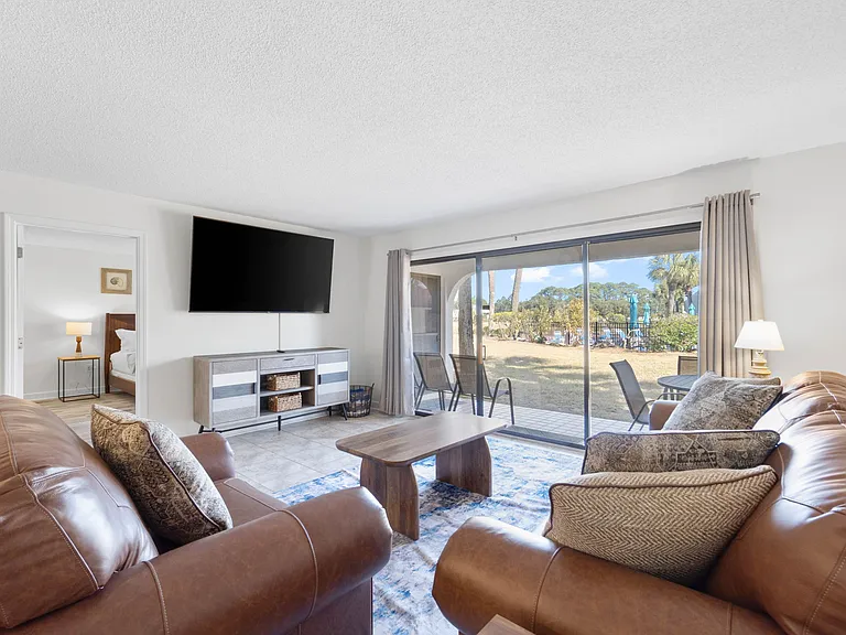 Living area provides family entertainment as well as an extra sleeping bed with the queen sleeper sofa.