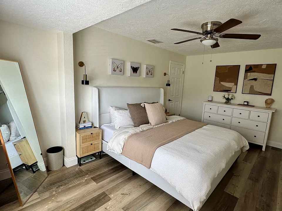 Primary bedroom - King bed featured in picture, 2 closets in bedroom, private bathroom