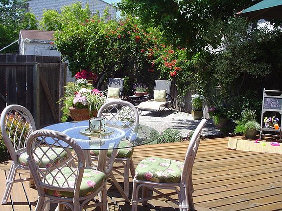 Idyllic backyard perfect for entertaining.