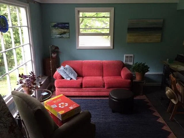 Den/Office/Bonus Room with door to the backyard. Windows look out toward the back yard and side.