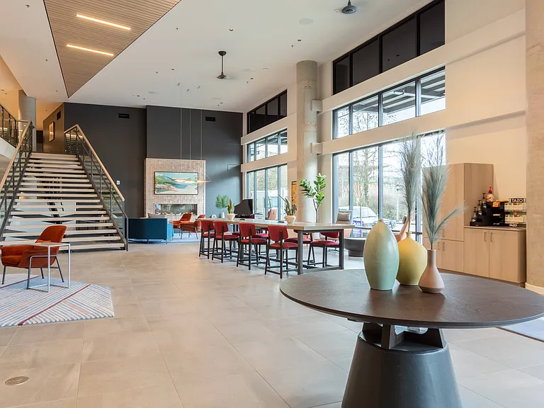 Work from home in the lobby while you enjoy the coffee and tea bar and enjoy the fireplace and grand piano in this cozy space.