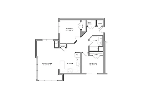 Floor plan Canvas B1E | 2 Bed | 1 Bath