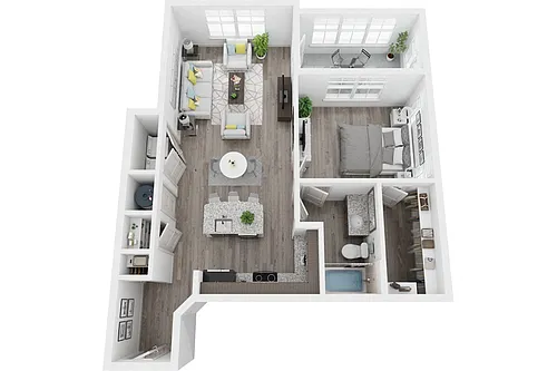 Floor plan 1G 1 Bedroom 1 Bath