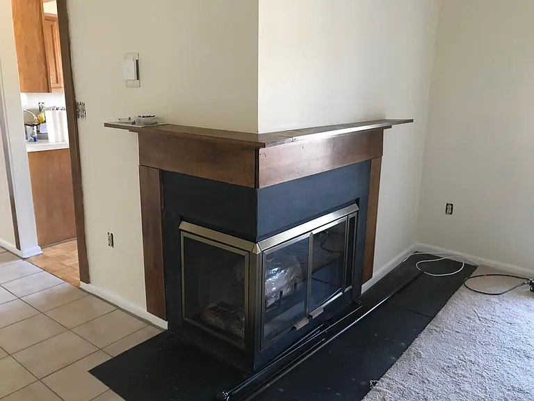 Living Room with wood burning fireplace