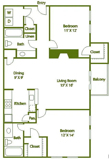 Floor plan 2 bed 2 bath