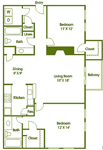 Floor plan 2 bed 2 bath